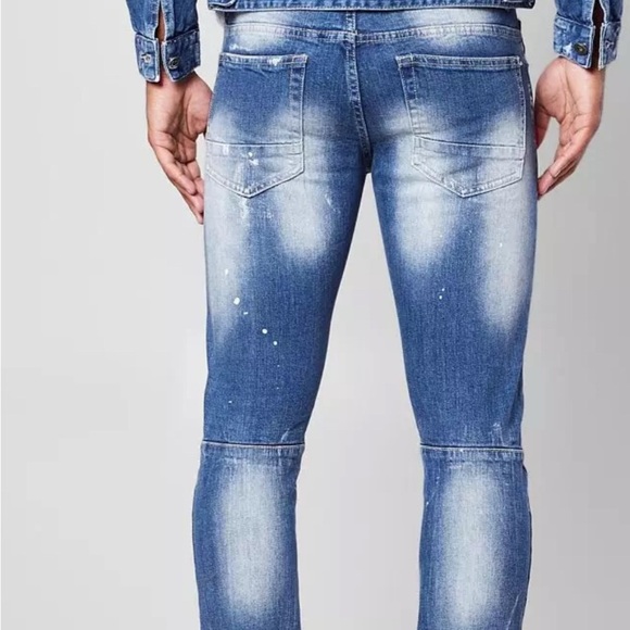 Men’s Smoke Rise Tokyo Ferry Blue Taper Stretch Denim Jeans Size 40x32 - Picture 2 of 14